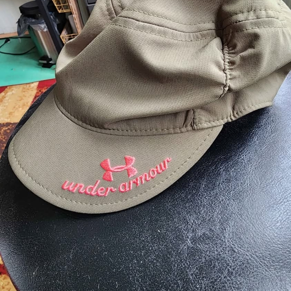 Under Armour Tan Cap with Pink Logo